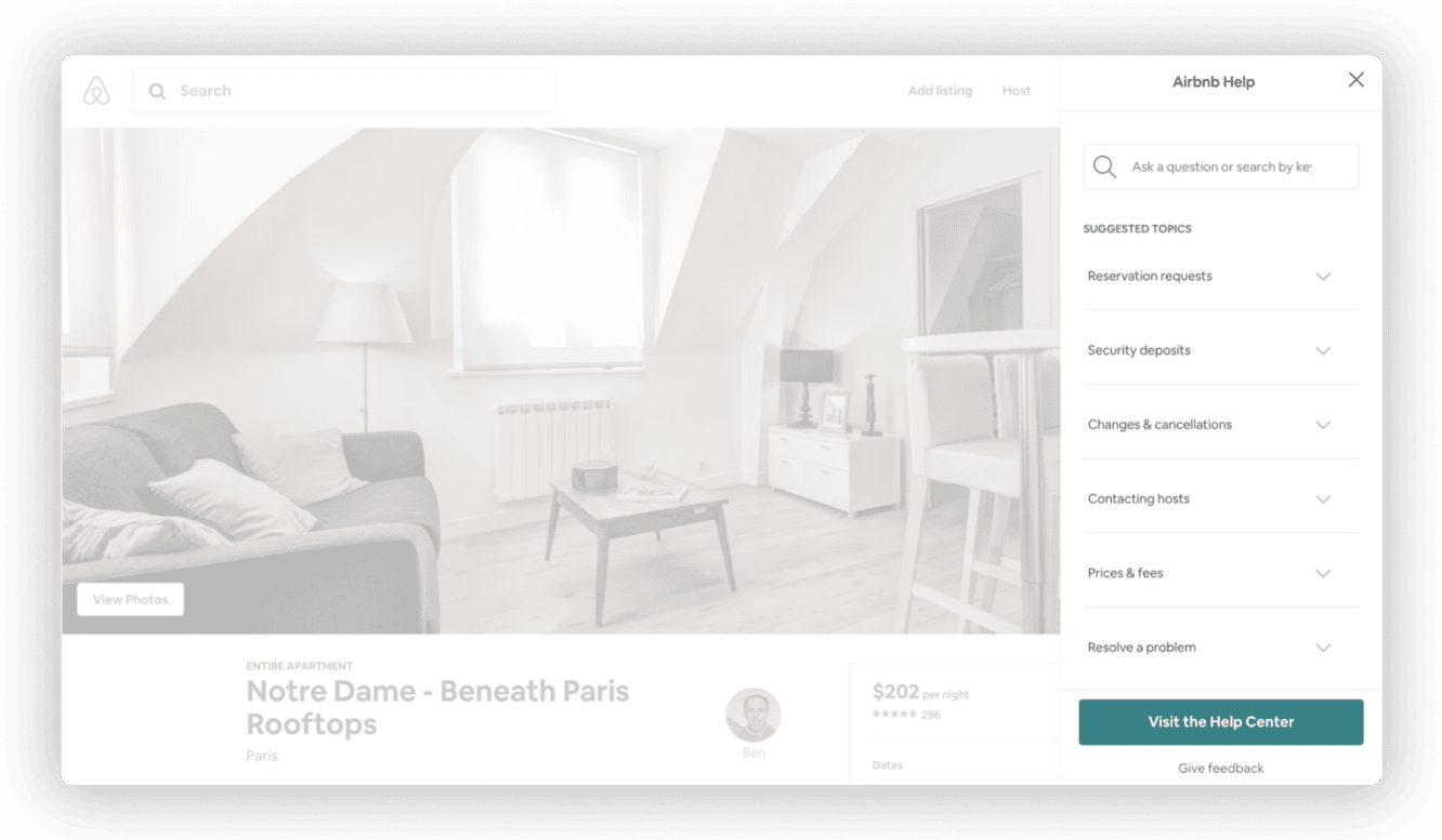 Airbnb contextual help inspiration