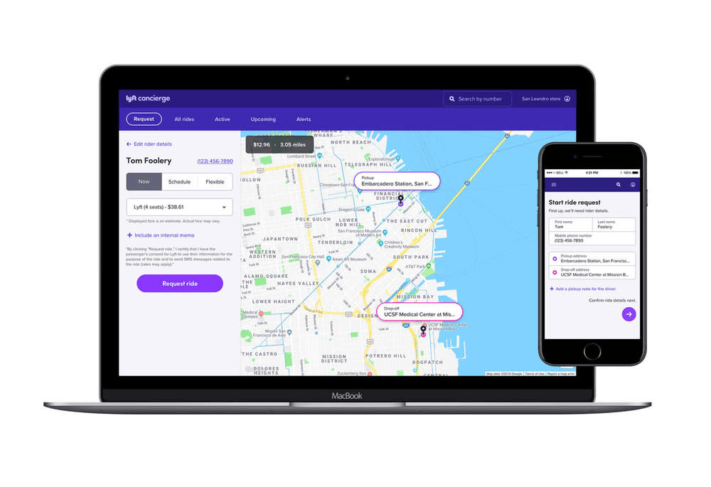 Lyft Concierge ride-flow screenshot